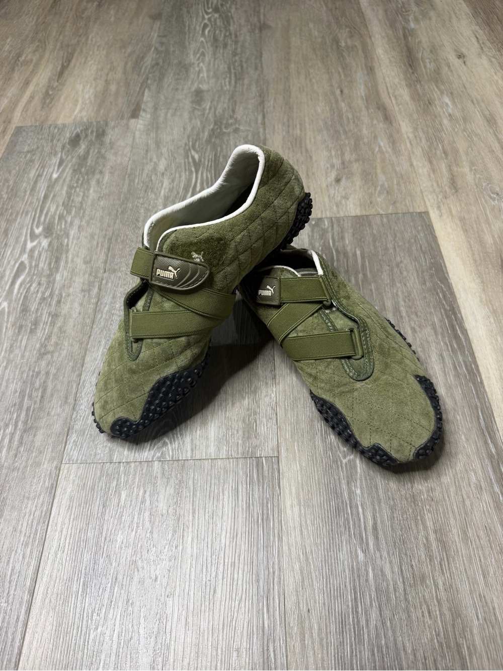 Puma Men’s Olive Green Suede Strap Sneakers